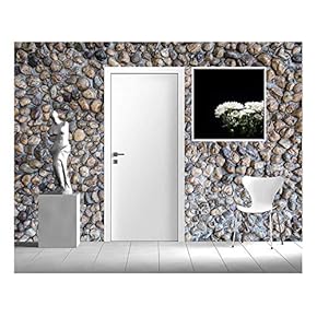 Background of Small Gravel Stone Texture.Sea Stones Wall Background - Removable Wall Mural | Self-Adhesive Large Wallpaper - 66x96 inches