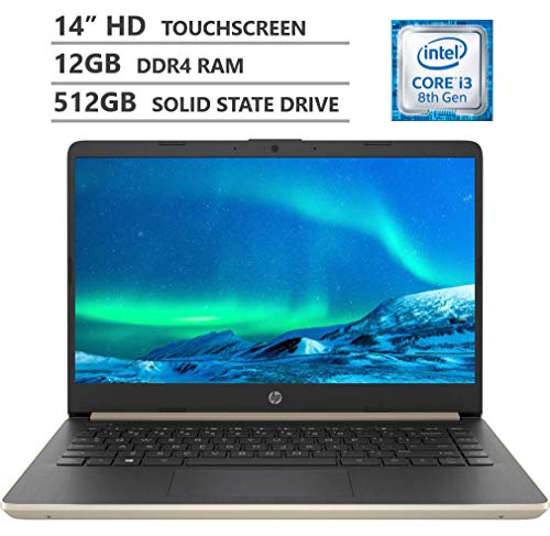 2019 Newest HP 14″ HD SVA BrightView Micro-edge WLED-backlit Touchscreen Laptop, Intel Core i3-8145U Processor up to 3.90GHz, 12GB RAM, 512GB M.2 SSD, HDMI, Wi-Fi, Bluetooth 4.2, Windows 10, Pale Gold