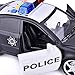 FUN LITTLE TOYS Police Car Toy Friction Powered with Light and Sound, 4 Wheels, 2 Car Doors, 1:20 Simulation Vehicle, Black