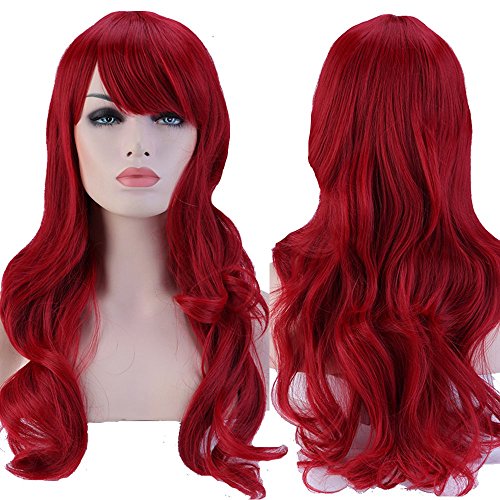 S-noilite® Red Cosplay Wig 19"-Curly Fancy Dress Wigs -- [ Dark Red ]
