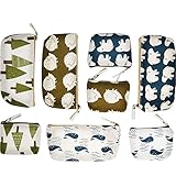 Chuangchou 8 Pieces Linen Pen Pencil Case Stationery Pouch Makeup Cosmetic Bag Coin Purse with Cute Forest and Animal