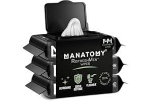 MANATOMY® RefreshMen Wipes, Convenient Hygiene With Aloe Vera & Chamomile, Extra-Thick & Large Body Wipes for Men, Refreshing