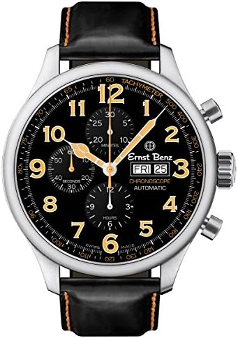 Ernst Benz GC10116 Men's Black/Orange Automatic Watch 47mm Traditional Chronograph