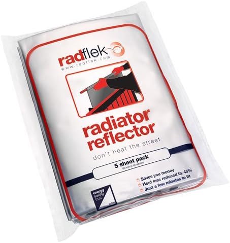 Radflek Radiator Reflectors with Radstik (5 Sheets, 4 Adhesive Strips, Fits 5-10 Radiators) by Radflek