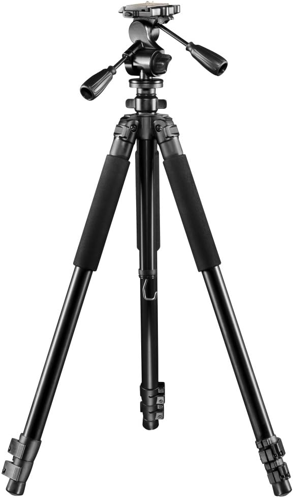Walimex Pro FT-665T 3D panhead tripod for cameras (max. height 185 cm, rotatable centre column, bubble level, carry bag)