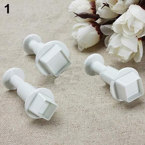 JunHenglr Metal Biscuit Cookie Cutters, Geometric Shape Fondant Plunger Cutters Sugarcraft Cake Decorating Mold Tool - Square