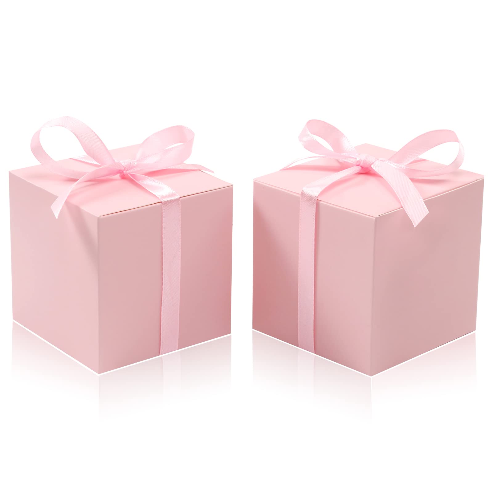 Photo 1 of COTOPHER 60pcs Small Gift Boxes, Favor Boxes 2x2x2 inches Paper Gift Boxes with Ribbons Candy Box for Wedding Favors Baby Shower Bridal Shower Birthday Party (60pcs 2x2x2, Pink)