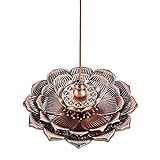 UOON Bronze Lotus Flower Incense Stick Burner Holder Ash Catcher(3 in 1), Red
