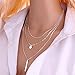 Pooqdo New Women Bang Multilayer Pendant Chain Statement Necklace, (Silver)