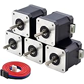 STEPPERONLINE Nema 17 Stepper Motor 2A 55Ncm Bipolar 1.8 Degree 4-Lead for 3D Printer CNC Extruder, 5 Pack
