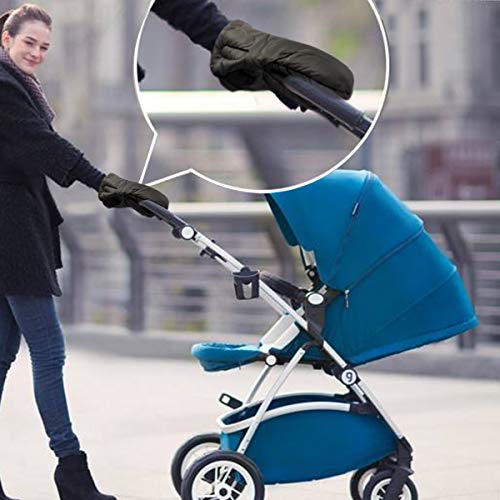 Stroller Hand Muff, Picowe 2Pack Pram Pushchair Gloves, 11.8"Ã—6"Inches Waterproof Anti-Freeze Hand Warmer Gloves for Parents and Caregivers, Fixed on Baby Stroller(Black)