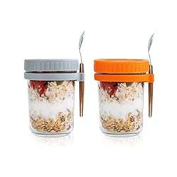 SMARCH Overnight Oats Jars with Lid and Spoon Set