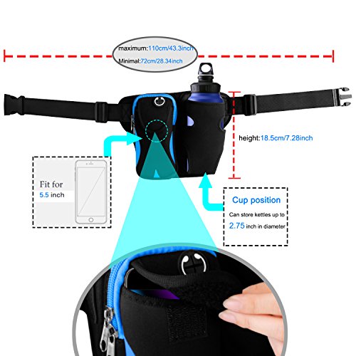 Elegant Choise Running Belt, Adjustable Waist Pack with Water Bottle Holder for Running Outdoor Climbing Hiking Sports(Without Water Bottle)
