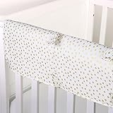 Gold Confetti Dot Print 100% Cotton Padded Crib Rail Guard by The Peanut Shell