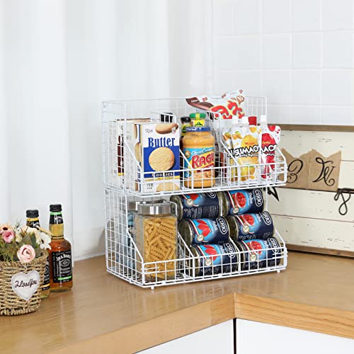Xcosrack Stackable Wire Baskets for Pantry Storage and Organization