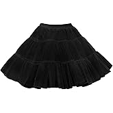 Vlazom Women’s Petticoat Skirts Tulle Tutu Underskirts Chiffon Half Slips Fluffy Layer Prom Puff Skirt S-3XL
