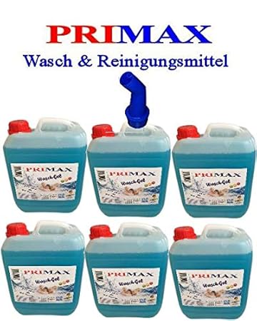 6x5 L Primax Flüssigwaschmittel blau mit Ausgießer u.Microfasertuch Waschgel Konzentrat ähnl.Waschpulver Power Aktiv