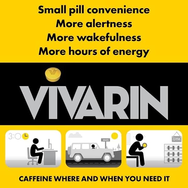 VIVARIN, CAFFEINE PILLS, 200MG CAFFEINE PER DOSE, SAFELY AND EFFECTIVELY HELPS YOU STAY AWAKE, NO SUGAR, CALORIES OR HIDDEN INGREDIENTS, ENERGY SUPPLEMENT, 16 TABLETS