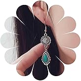 Ximdble Vintage Tribal Turquoise Dangle Earrings Turquoise Teardrop Drop Earrings Tribal Ethnic Earrings Blue Stone Hook Dangle Earrings Jewelry for Women