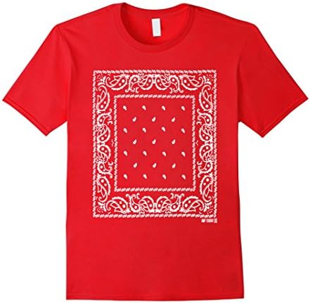 Mens Red Bandana Tshirt - Red Bandana Pattern shirt Large Red