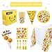 Betheaces Emoticon Party Supplies 107 Piece Birthday Decorations Emoticon Paper Plates for Kids Boy Girl Disposable Tableware Cake Topper Set, Napkins, Banner, Serves 20