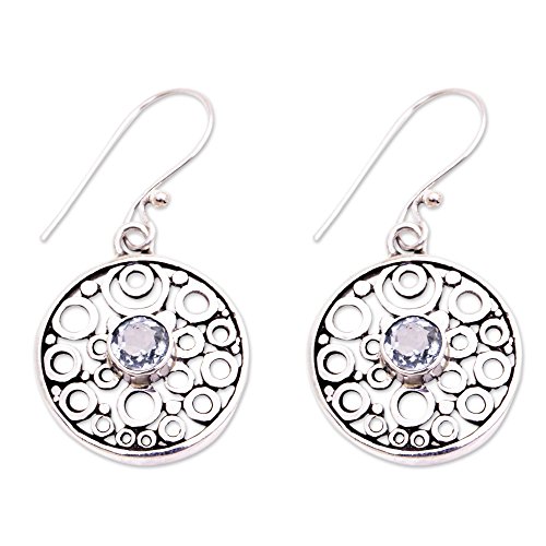 NOVICA Blue Topaz and .925 Sterling Silver Dangle Earrings, 'Foamy Surf' (1 cttw)