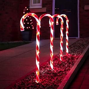 Festive Lights – 4er Set – beleuchtete Zuckerstangen Dekoration, LED Zuckerstangen Lichterkette mit 40 LEDs…