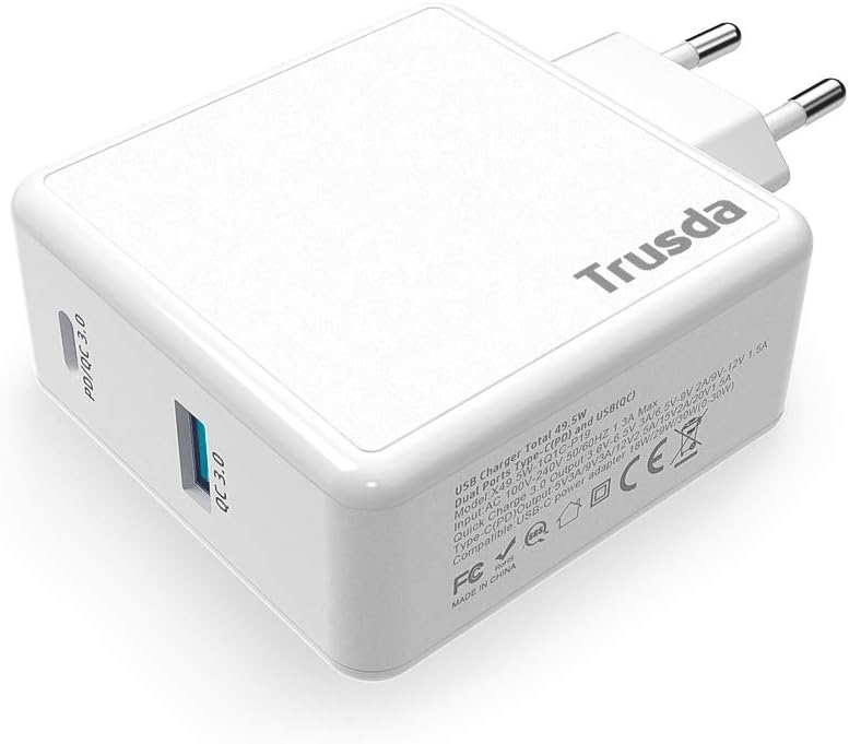 49.5W USB C PD Charger Type C Wall Charger Power Delivery,Travel Power Adapter for MacBook Pro 2016/2017,Pixel 2/XL PixelBook,iPhone X/8/8Plus Galaxy S9 S9 Plus S8 Nintendo Switch Chromebook Charger