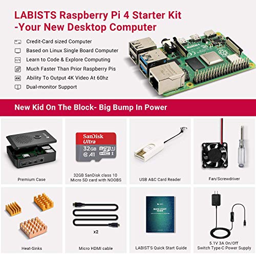 image for LABISTS Raspberry Pi 4 Complete Starter Kit with Pi 4 Model B 2GB RAM 