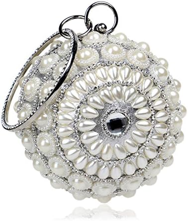Women's Crystal Ball Round Evening Clutch Wedding Purse Wristlet Bag