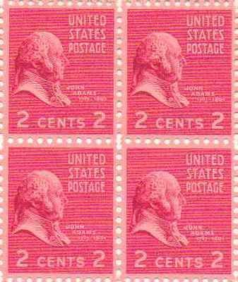 John Adams Set of 4 x 2 Cent US Postage Stamps NEW Scot 806