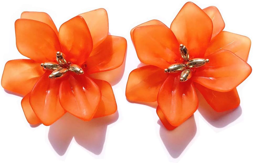 Acrylic Green Flower Woman Stud Earrings Resin Girl Jewelry Earrings