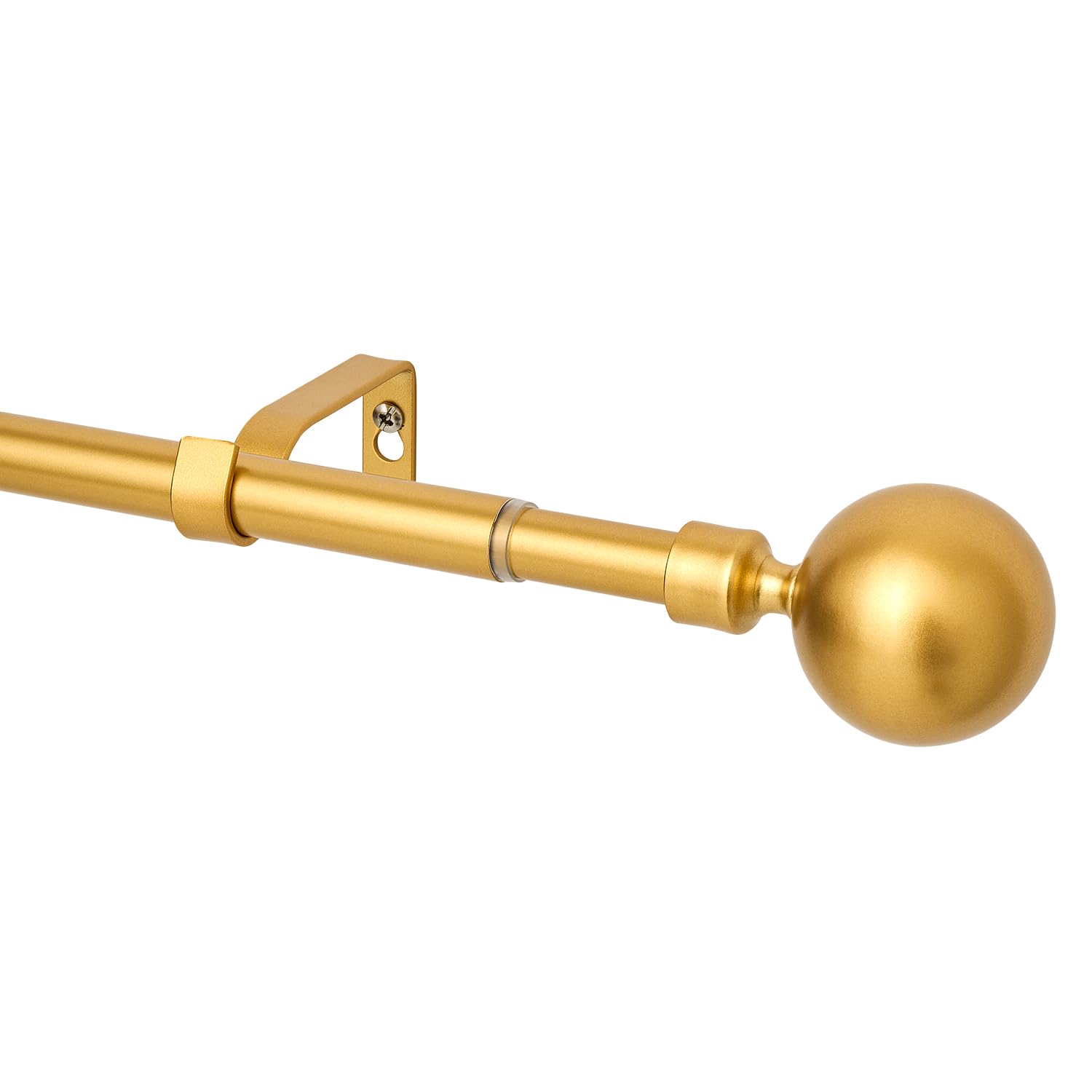 WL.Rocaille Gold Curtain pole with ball Adjustable curtain track 30 to 52 Inch Extendable metal retractable 76cm to 132cm，for Living Kitchen,Room, Bedroom andbathroom