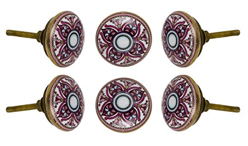 Set of 6 Ceramic Cairo Drawer Knobs Kitchen Cabinet Dresser Pull