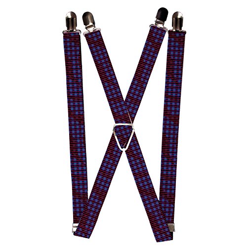 Black Blue Maroon Checkered Flag Plaid Checkers Suspenders