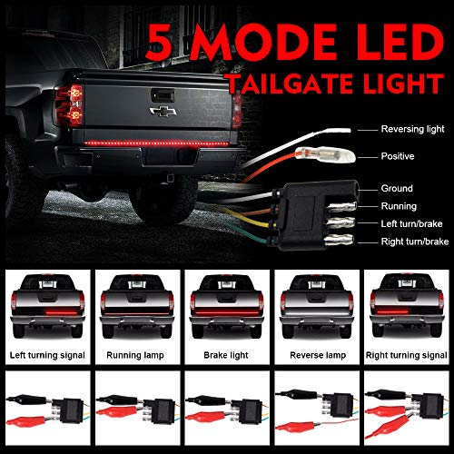 OPL5 60" Tailgate Light Bar, Quad Row Truck Bed Lights Strip 624 LED Turn Signal, Brake, Reverse, Tail lights No Drill Install Truck Lights Bars for Dodge Trucks Pickup Trailer Vehicle (Quad 2 color) - Thumbnail 2