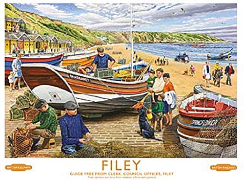 Original Filey, Yorkshire Beach Scene Railway Advert Small Metal Sign 200mm x 150mm