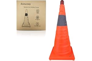 Annurssy 28-inch Collapsible Traffic Cone with LED Light Multi-Function Pop-up Reflective Traffic Safety Cone