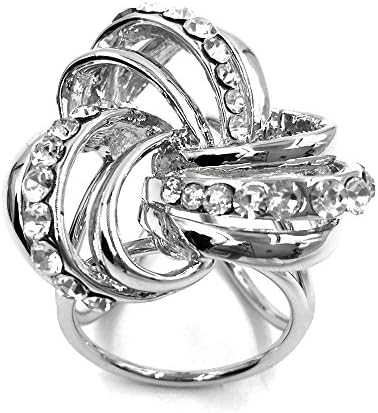 Estony Round Rhinestone Scarf Buckle Brooch Clips Pin For Women (Silver)