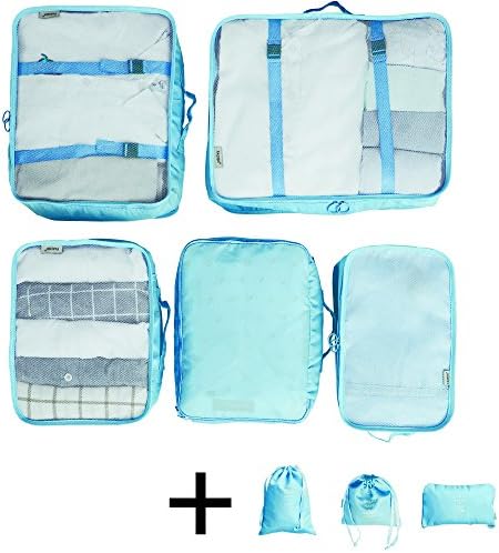 ANAFESTA Packing Cubes Suitcase Organizer Compression Pouches Travel Luggage 6 Set with Shoe Laundry Bag