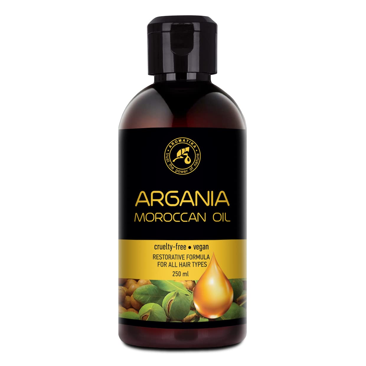 Argan Oil 250ml - 100% Pure & Natural - Argania Spinosa Kernel Oil - Morocco - Best Hair Oil - Great Benefits for Skin - Hair - Face - Body care - Oils Argan