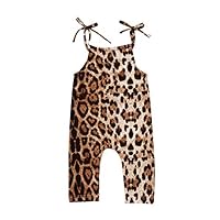 GOOMEMOO Toddler Baby Girls Sleeveless Leopard Straps Romper One-Piece Jumpsuit Summer Outfit 0-6 Months/Size 80