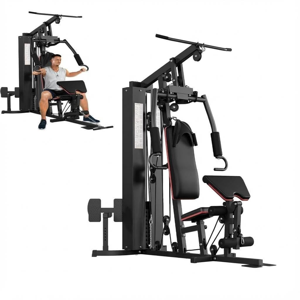 Photo 1 of ***PARTIAL SET/BOX A ONLY****Multifunctional Home Gym Equipment - 150LB Weight Stack Workout Station for Full Body Strength Training, High/Low Pulley System with Leg Press & Butterfly Arms