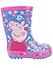 Peppa Pig Wellies Flower Girl's Easy-On Handles Pink Blue Rain Welly Boots 27 EU