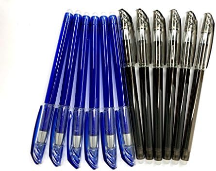 Erasable Pens - Set of 12 Gel Ink Pens - Value Pack of 6 Black & 6 Blue Rollerball Pens with Fine 0.5mm Point - Best for Smooth Writing & Easy Correction - A Novel Gift - by Hieno Supplies