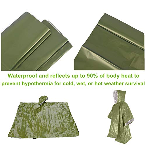 Emergency Blanket Poncho, 4 Pack Ultralight Waterproof Thermal Survival