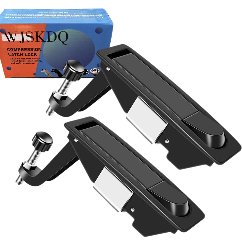 Photo 1 of WJSKDQ 2PCS Compression Latch Lock Powder Coated Zinc Alloy Adjustable Lever Hand Operated Flush Lever Marine Applicable Door Thickness: 0.04"-0.94" Grip Range