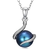 FYBIOD Black Pearl Necklaces for Women Sterling Silver Genuine Freshwater Pearl Pendant Necklace Jewelry for Women