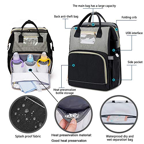 3 in 1 Diaper Bag Backpack with Changing Station, Travel