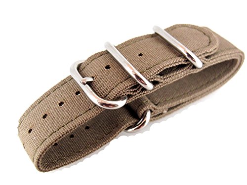 JRRS7777 20mm Canvas Watch Strap Band Sports Military Army New Pattern Brown ZULU NYS-112